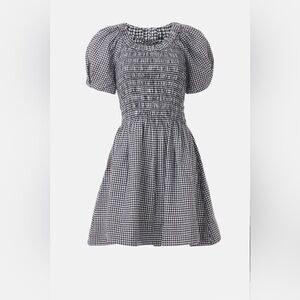 Madewell Gingham Smocked Puff Sleeve Mini Dress - Black & White